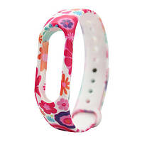 Браслет для Xiaomi Mi Band 2 White/Pink/Blue Flowers