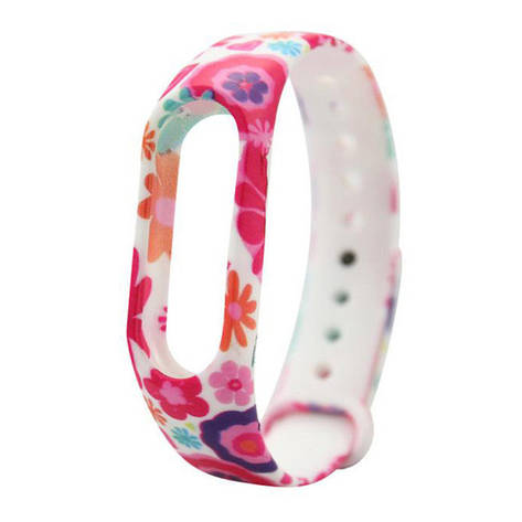 Браслет для Xiaomi Mi Band 2 White/Pink/Blue Flowers, фото 2