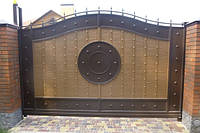 Кованые ворота с рельефным декором (эффект жатки)