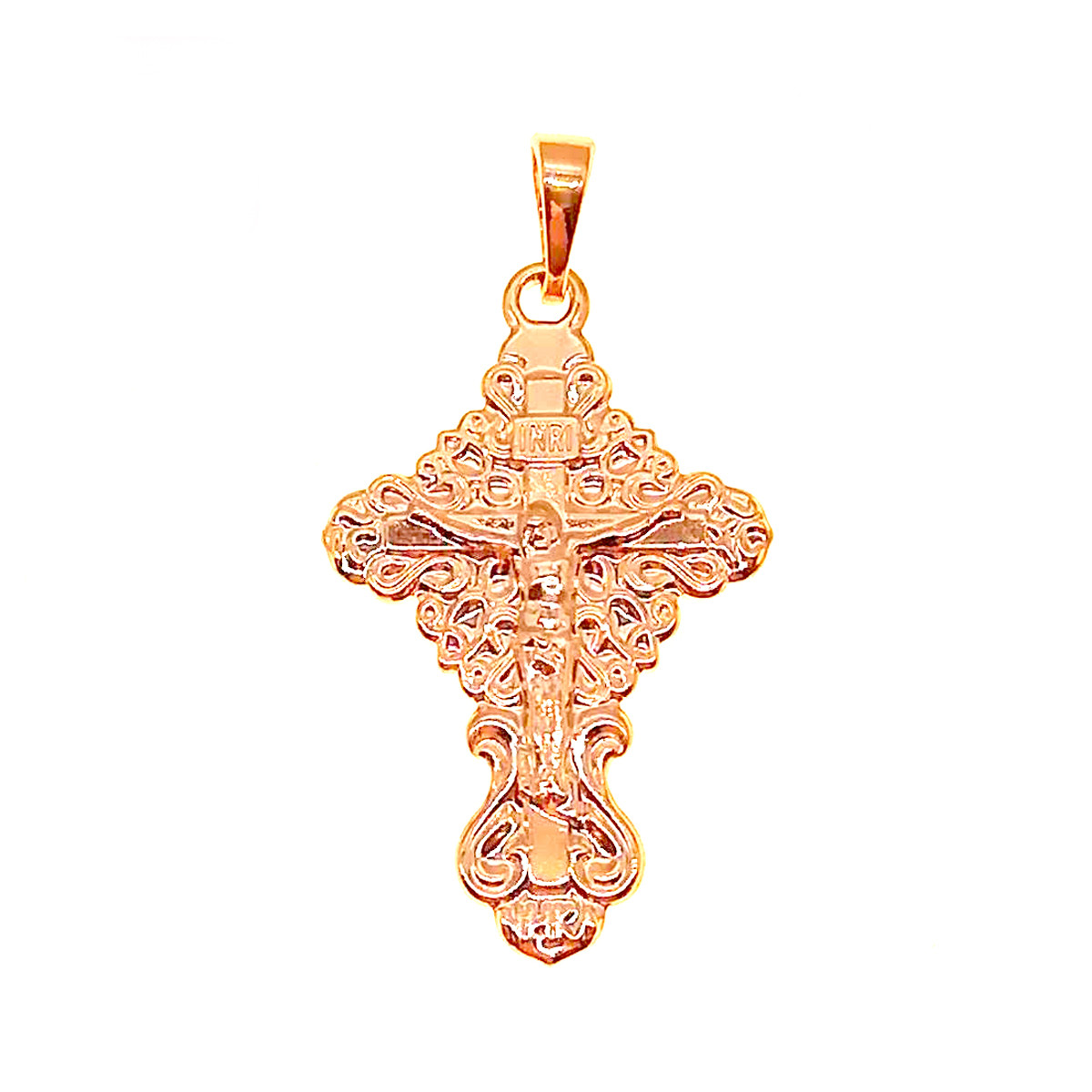Хрестик із медичного золота, позолота 18K, 42369 (1)