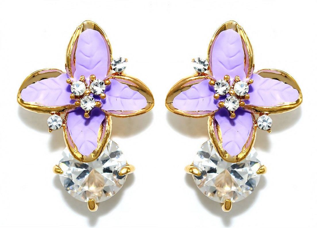 Сережки гвоздики. Колір оправи: позолота. Камені: білий циркон. Висота: 2 см. Ширина: 14 мм.