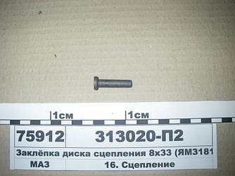 Заклепка диска зчеплення (вир-во ЯМЗ) 313020-П2