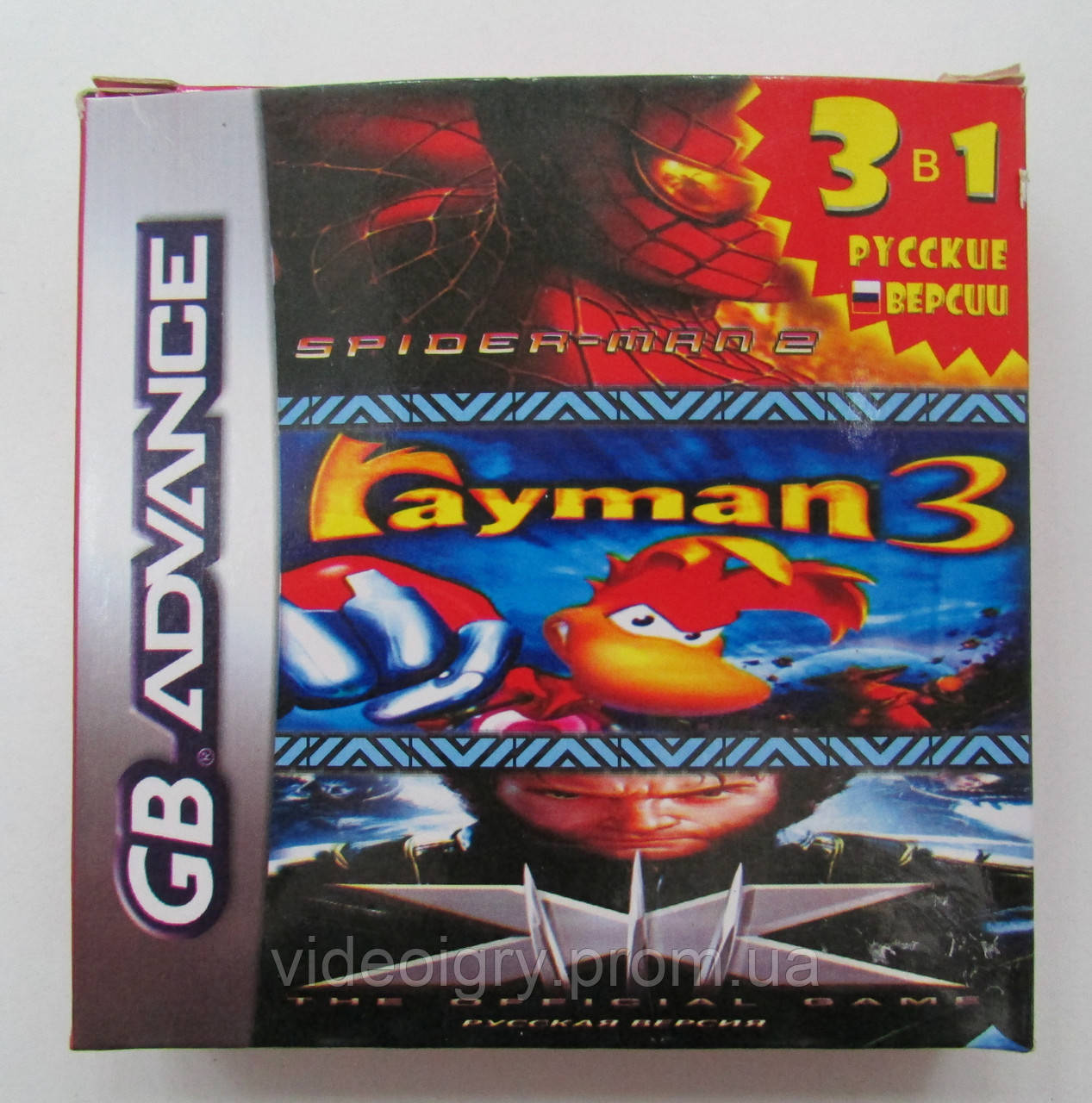 3 в 1 Spider-Man 2, Rayman 3, X-Men - The Official Game  Game Boy Advance (GBA)