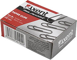 Скріпки "Axent" №4104 28мм (100шт) круг. з загином,нікель(20)(240)