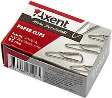 Скріпки "Axent" №4105 25мм (100шт) трикут. з загином,нікель(20)(240)