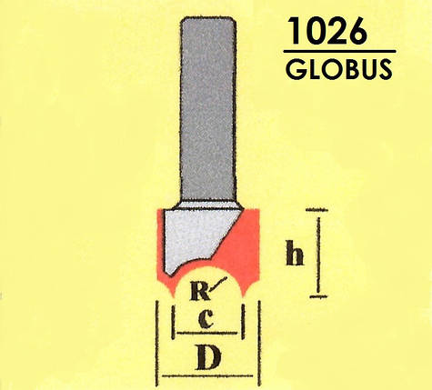 Фреза ГЛОБУС пазів для виготовлення розеток. Серія 1026. R10 D30 h25 d8, фото 2
