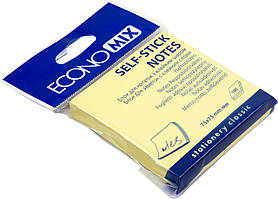 Блок/зам. липк. краєм 75х75мм 100арк. жовтий "Economix" №E20932(12)