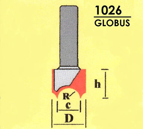 Фреза ГЛОБУС пазова для виготовлення розеток. Серія 1026.   R12 D36 h30 d8, фото 2