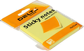 Блок/зам. липк. краєм 75х75мм 100арк. жовтий "Axent/Delta" №3314-01(1)(24)(48)