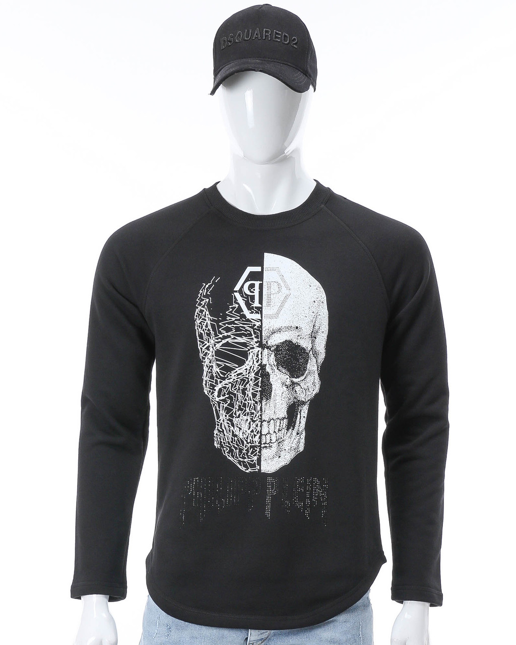 Світшот чоловічий чорний PHILIPP PLEIN зі стразами 4 а Р-2 BLK XS (Р) 20-514-201