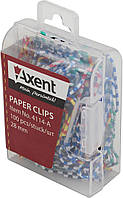 Скріпки "Axent" №4114 28мм (100шт) кольорові смугасті,пласт. контейнер(12)