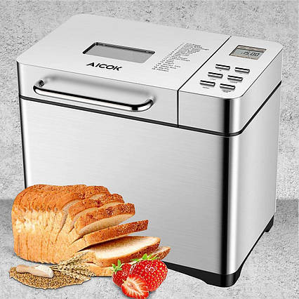 Хлебопечка Aicok с 19 программами, нержавеющая сталь Backmeister на 500 г, 750 г, 1000 г.,УЦЕНКА., фото 2