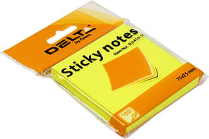 Блок/зам. липк. краєм 75х75мм 100арк. яскраво-жовт. "Delta by Axent" №3414-11(1)(24)