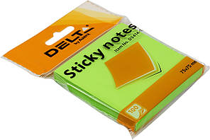 Блок/зам. липк. краєм 75х75мм 100арк. яскраво-зелен. "Delta by Axent" №3414-12(1)(24)