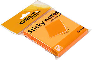 Блок/зам. липк. краєм 75х75мм 100арк. яскраво-помаранч. "Delta by Axent" №3414-15(1)(24)