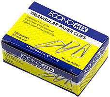 Скріпки "Economix" №Е41001 25мм (100шт) трикут.(10)