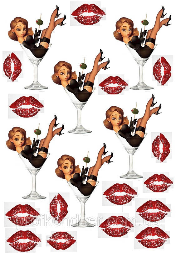 Вафельна картинка "Дівчина в келиху" - 1, фото 1