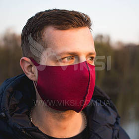 Багаторазова захисна маска (колір марсала)