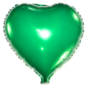 Куля фольгована серце ЗЕЛЕНЕ, 9 дюймів (23 см)