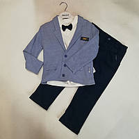 Костюм классический с трикотажным пиджаком и кофтой+коттоновые брюки для мальчика 3-4 года