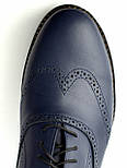 Сині туфлі шкіряні броги чоловіче взуття комфорт на кожен день Rosso Avangard СOMFORT Lether Blu, фото 9