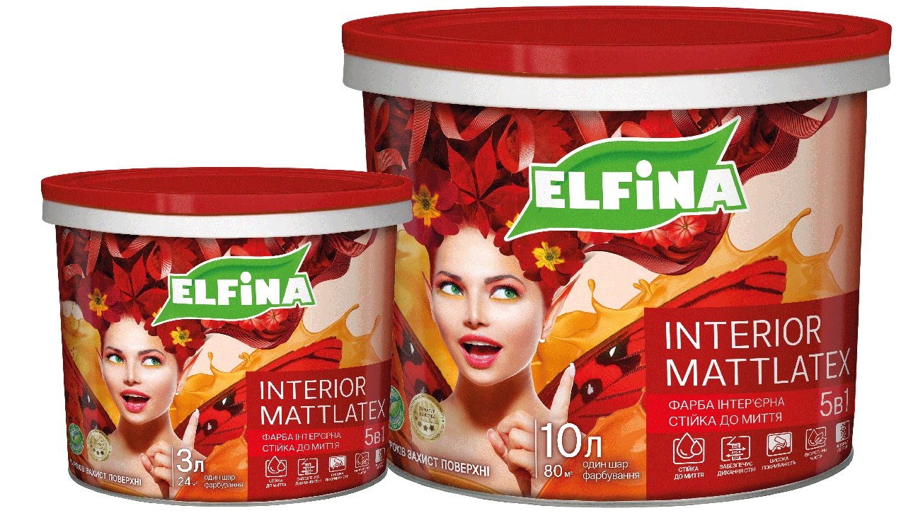 Фарба інтер'єрна ТМ "ELFINA" "Interior Матлатекс" 3 л., 4,2 кг, фото 1