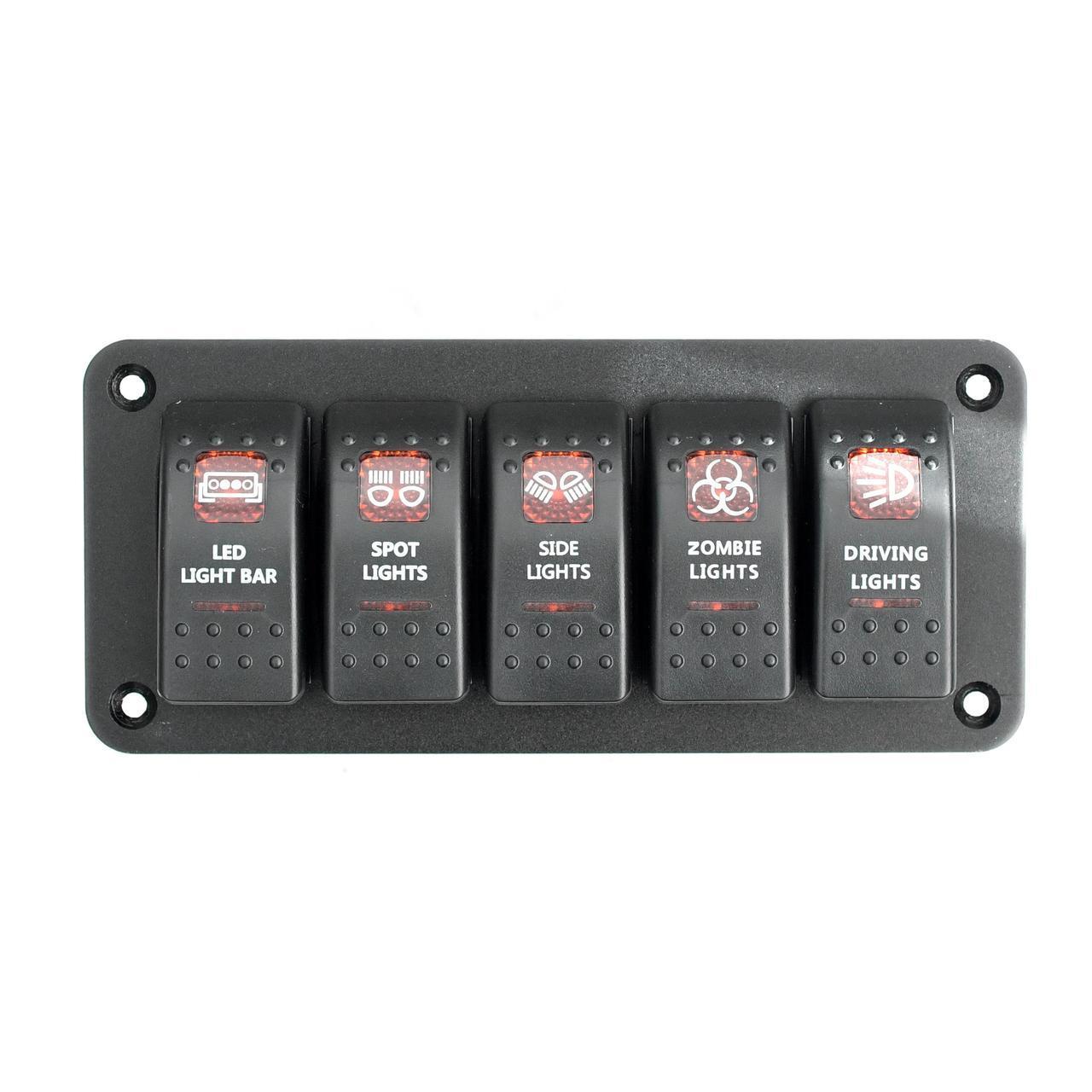 Панель перемикання на 5 кнопок, червоний LED 1 YuJ