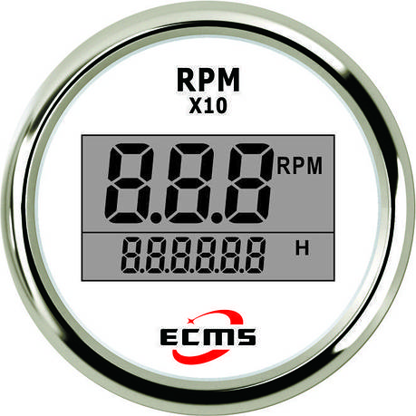Цифровий тахометр з лічильником мотогодин ECMS (білий), фото 1