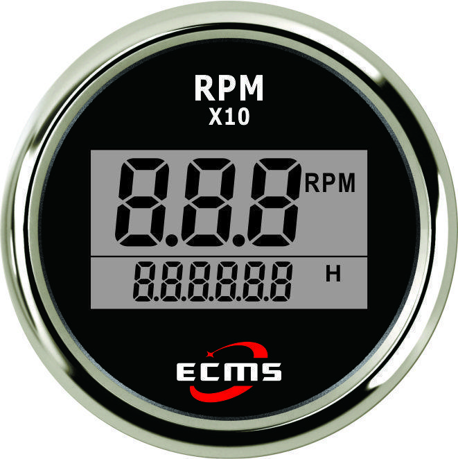 Цифровий тахометр з лічильником мотогодин ECMS (чорний) 800-00264