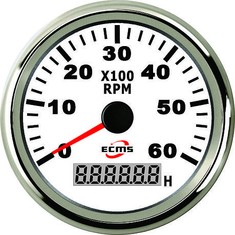 Тахометр з лічильником мотогодин ECMS (білий) 900-00011, фото 1