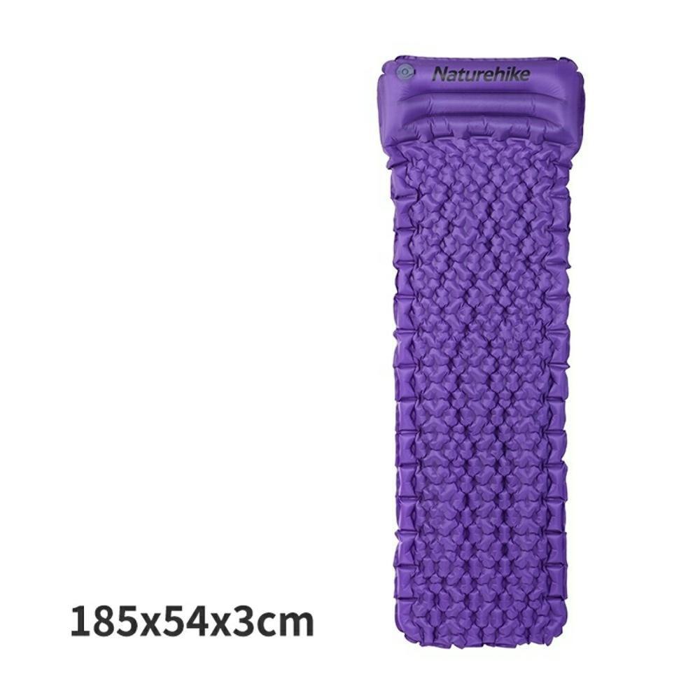 Одинарний надувний матрац з подушкою Nature Hike ULTRALIGH TPU 185x54x3см, Вага 460гр, пурпурний