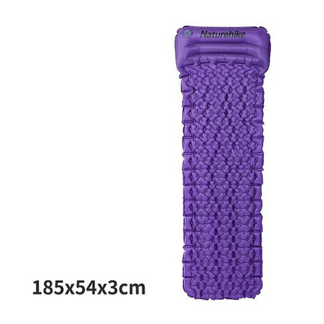 Одинарний надувний матрац з подушкою Nature Hike ULTRALIGH TPU 185x54x3см, Вага 460гр, пурпурний, фото 1