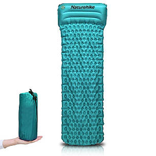 Одинарний надувний матрац з подушкою Nature Hike ULTRALIGH TPU 185x54x3см, Вага 460гр, синій, фото 2
