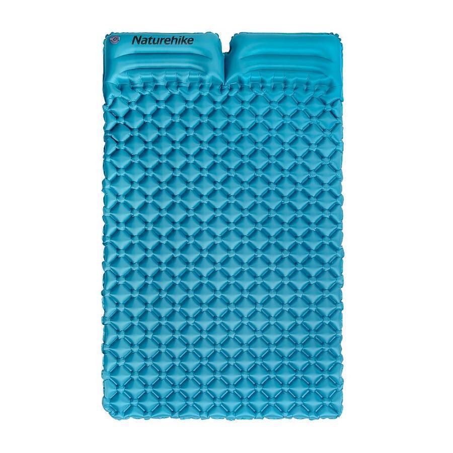 Подвійний надувний матрац з подушками Nature Hike ULTRALIGH TPU 185x115x5см, Вага 965гр, синій