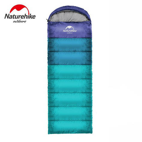 Спальний мішок з капюшоном Nature Hike U350 з Фібер підкладкою (190 + 30) x75см, вага 1,7 кг, 0-5 ℃ синій, фото 1