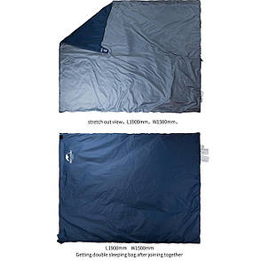 Спальний мішок Nature Hike MINI ULTRA LIGHT збільшений розмір 205х85см, вага 1 кг, 8-15 ℃ синій, фото 3