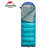 Спальный мешок с капюшоном Nature Hike U200-P с фибер вставкой (190+30)x75см, вес 1,9кг, 4-9C синий