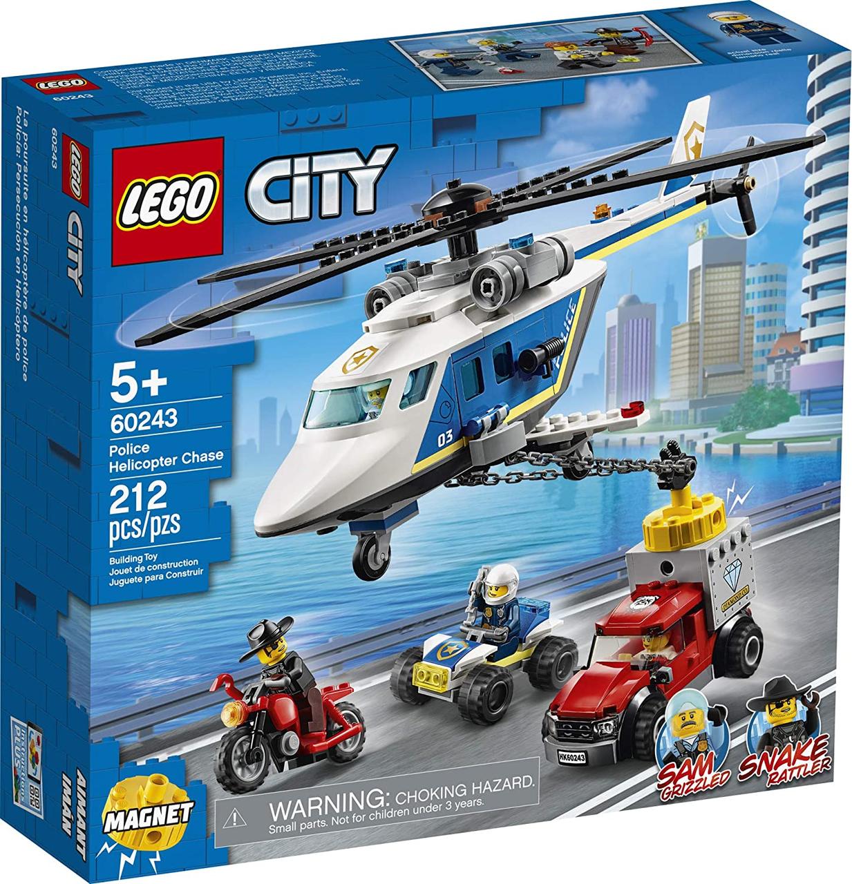 LEGO City Погоня на поліцейському вертольоті 212 деталей (60243)