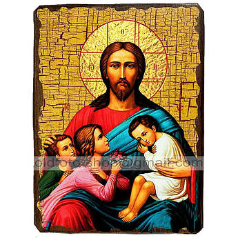 Ікона Благословіння дітей, Спаситель, Ісус Христос ,ікона на дереві 130х170 мм