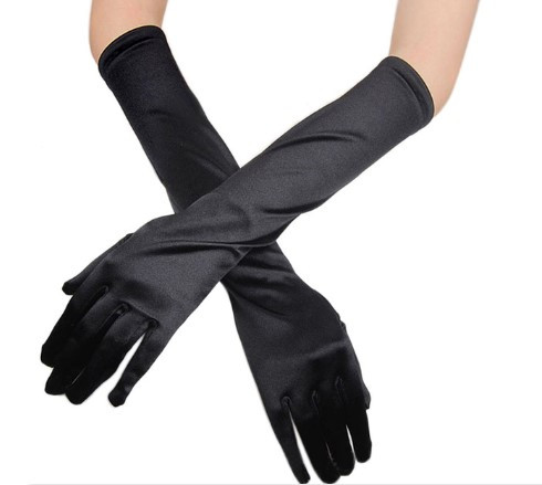 Рукавички атласні чорні, фото 1