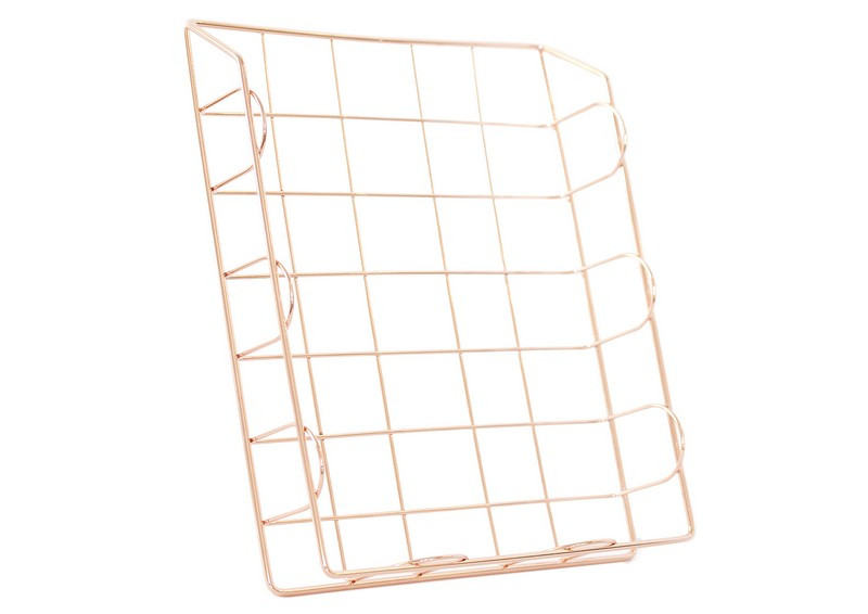 Лоток для паперів металевий горизонтальний на 1 відділення ООПТ рожеве золото