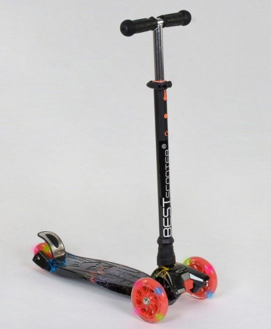 Самокат дитячий триколісний з світяться колесами принтом Best Scooter Maxi А24659/779-1308