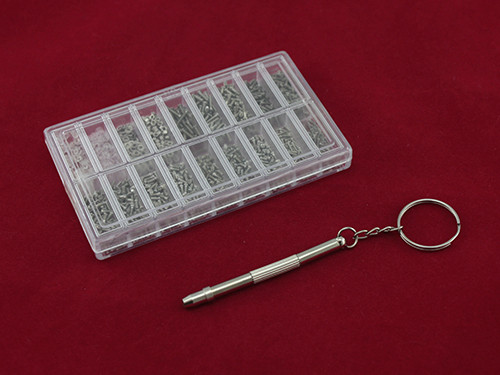 Гвинти гайки шайби 1000шт і викрутка для ремонту окулярів годинників, фото 1