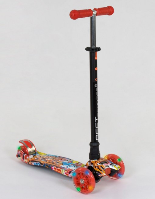 Самокат дитячий триколісний з світяться колесами принтом Best Scooter Maxi А24644/779-1388