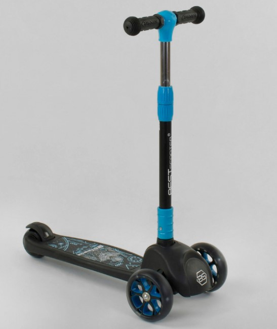 Самокат триколісний дитячий складаний кермо світяться колеса принт Best Scooter Maxi 41522