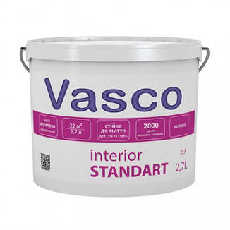 Vasco interior Standart акрилова фарба, стійка до миття 0,9 л, 2,7 л, 9 л, фото 2