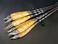 Подарочный набор шампуров с деревянными ручками "Щука" в кожаном колчане