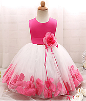 Платье "Иллюзия" белое с розовым за колено нарядное детское.