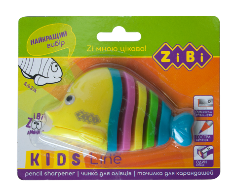 Точилка з контейнером ZB.5531-5 РИБКА 1отвір в блістері асорті (12/288) (ZiBi), фото 1