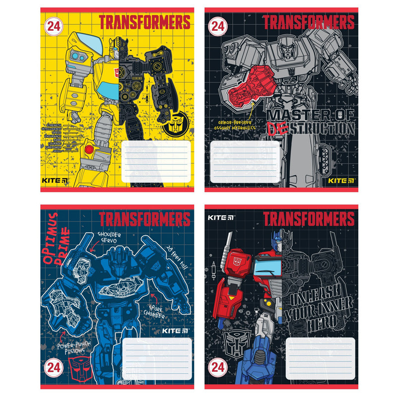 Тетрадь школьная Kite Transformers TF20-234, 12 листов, в линию